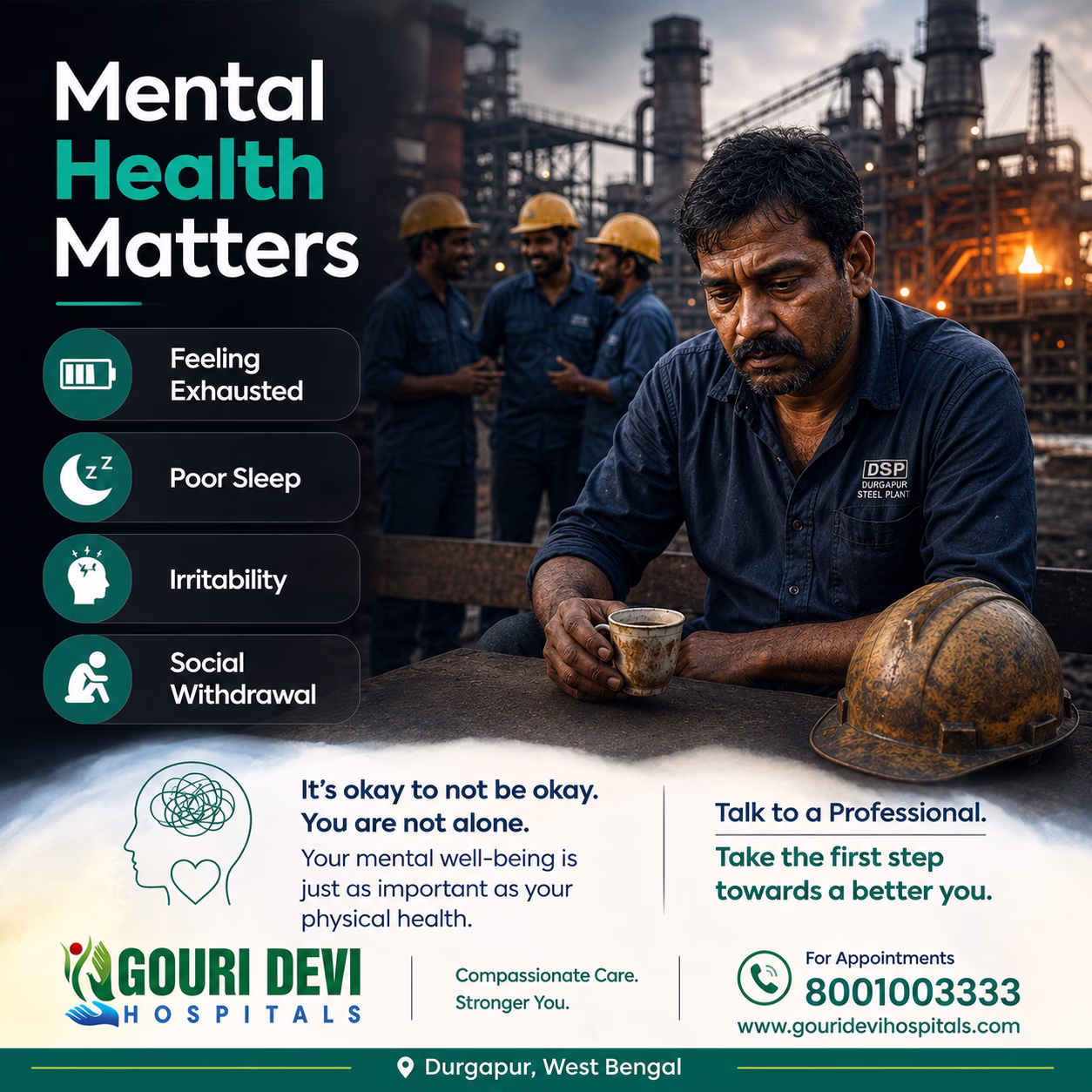 Mental health matters at work silhouette